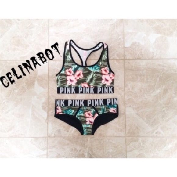 PINK Victoria's Secret Other - Vs Pink Logo Sports Bra & Panty Set