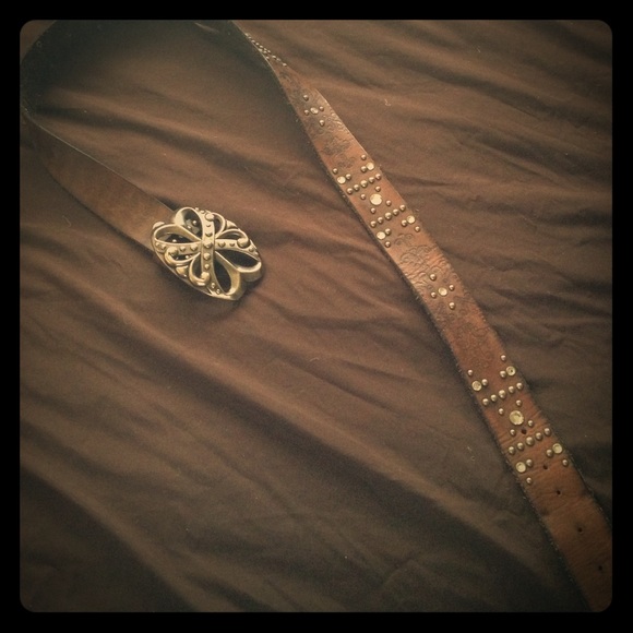 Brown leather with light rhinestone detail. - Picture 1 of 4