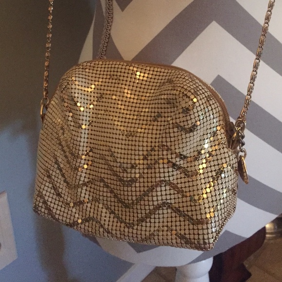 Gold metallic chevron purse