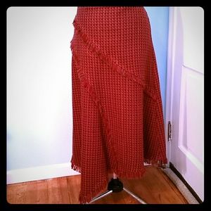 Brown and orange fringe skirt