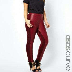 Asos curve real leather red pants