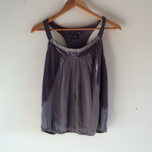 100% Silk Beaded Cami Tank - Picture 3 of 4