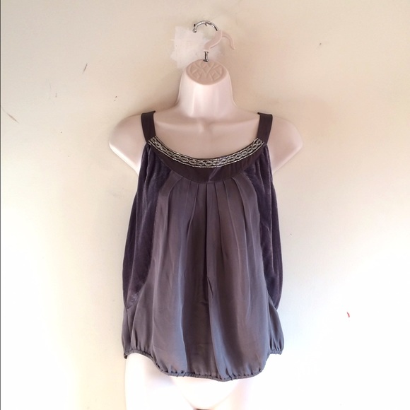 Central Park West Tops - 100% Silk Beaded Cami Tank