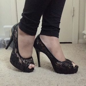 Guess black lace heels Clearance