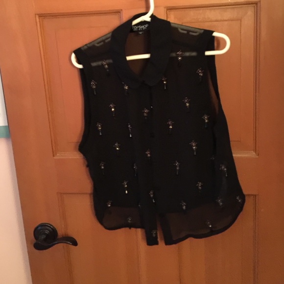 TopShop bead detail collared shirt