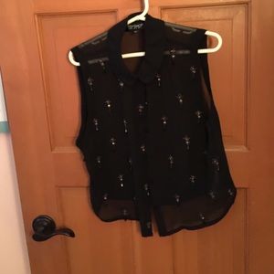 TopShop bead detail collared shirt