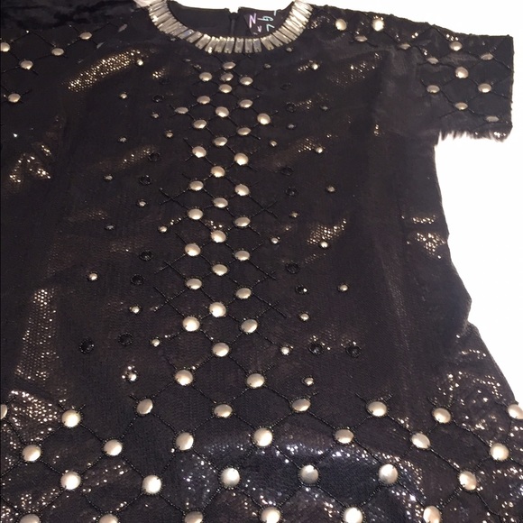 Small Black Sequined Studded T-Dress - Picture 4 of 4