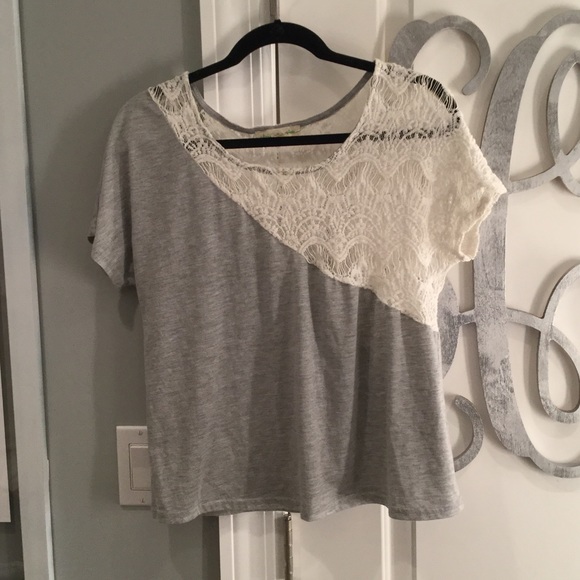 Urban Outfitters Loose Grey Top with Lace