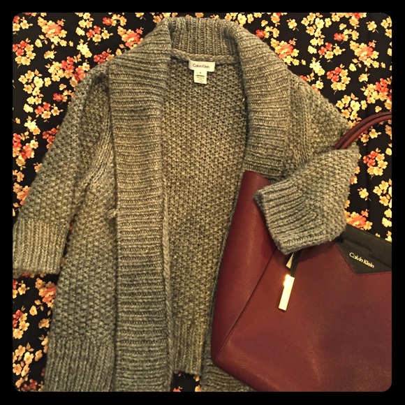 Gray Oversized Wool Knit Calvin Klein Sweater
