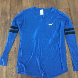 PINK bling v neck varsity tee