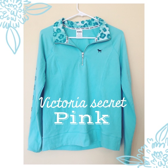 PINK Rare high low zip teal leopard pullover!