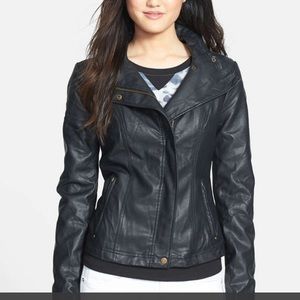 RD Style Black Moto Jacket Faux/vegan leather Sz M