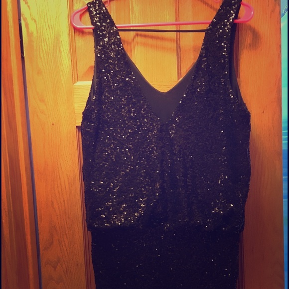 Nordstrom's ASTR black sequined party dress.