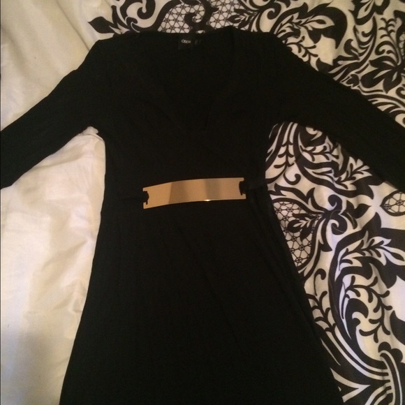Black Asos Dress with gold belt