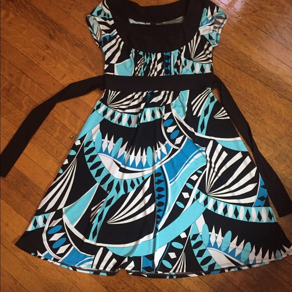 SOLD!  Bisou Michele Bohbot dress size 6 turquoise