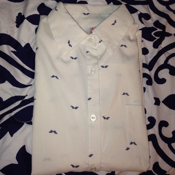 Mustache print button down shirt