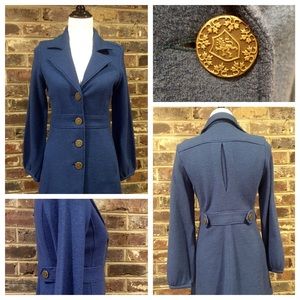Cabi Peacock Blue Merino Wool Coat - size Small