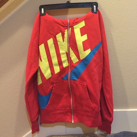 Nike red zip up hoodie