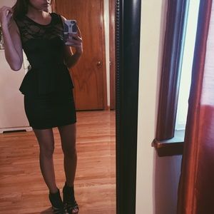 Black lace peplum dress.