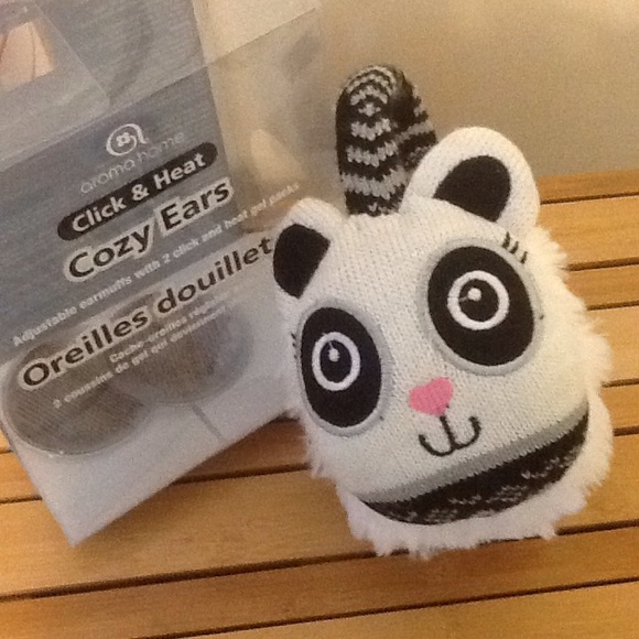 Cute Panda Earmuffs with Click & Heat Gel Packs!