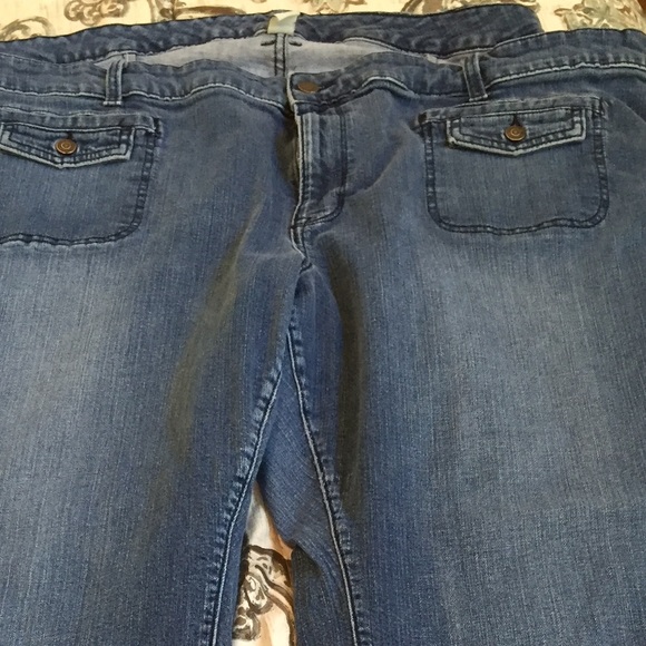 Medium wash plus size denim trouser pant