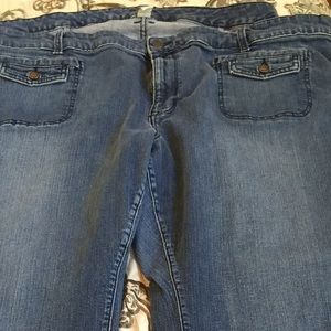 Medium wash plus size denim trouser pant