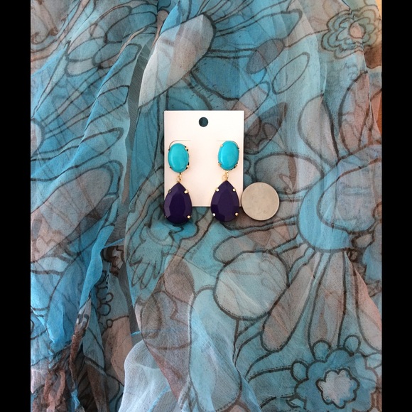 πw/ $20 Turquoise & Navy Teardrop EarringsπHP - Picture 2 of 3
