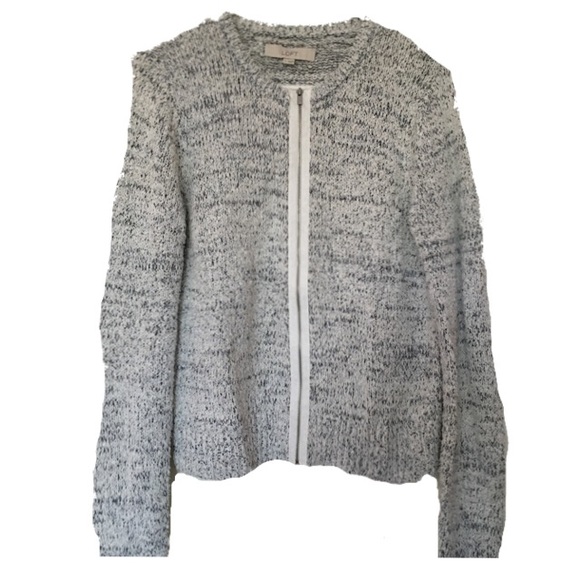 NWT Ann Taylor Loft Shabby Grey Zip Sweater