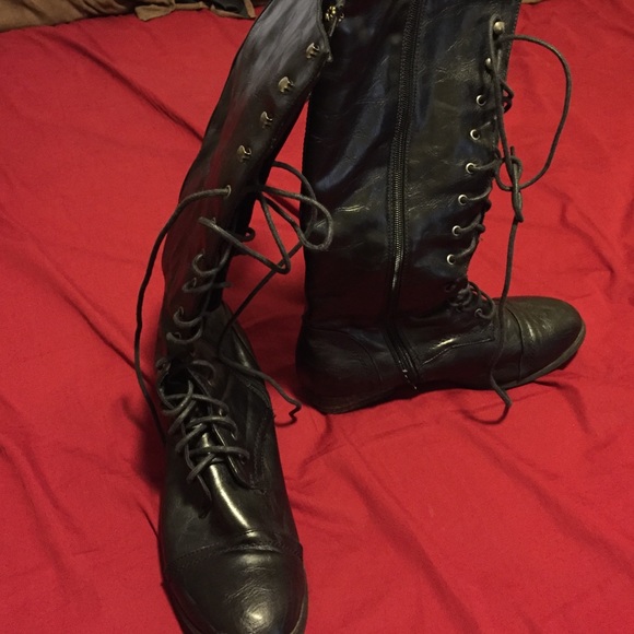 Knee high military boots