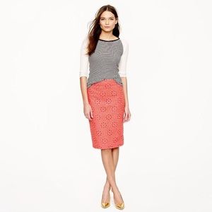 J.Crew pencil skirt in coral eyelet