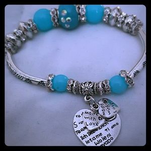 Silver boho Turquoise heart bracelet