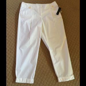 Theory boyfriend-style white cotton pants