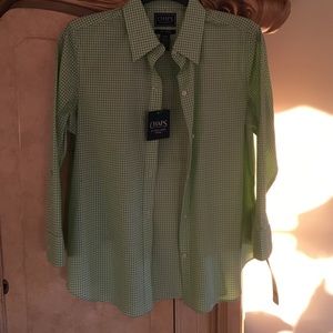 Green and white checkered shirt