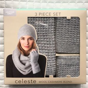 Celeste Set Hat, Fingerless Glove, Infinity Scarf