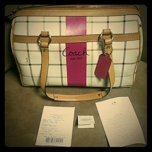 Coach tattersal zippered satchel