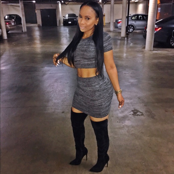 Crop sweater & skirt set.