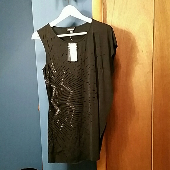 Bebe one shoulder sparkle black top.
