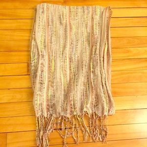 Light pink scarf with threads of orange/yellow