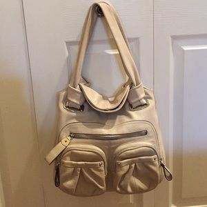 B Makowsky cream leather handbag