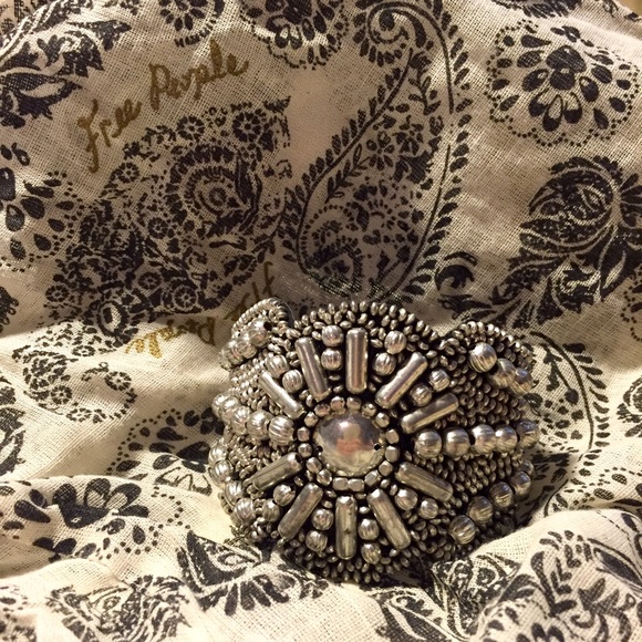 Free People Jewelry - Free People bohemian beaded leather cuff bracelet