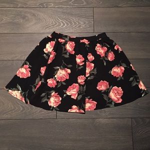 black rose print mini skirt