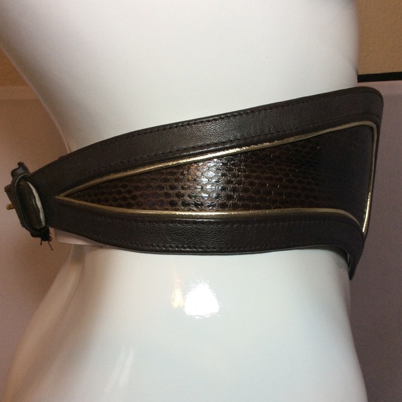 JLynch Brown/Gold Watersnake Belt
