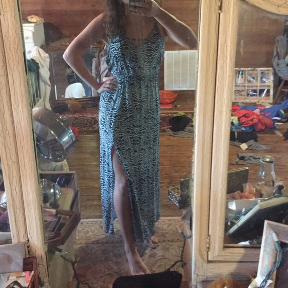 Forever 21 teal/black open back dress