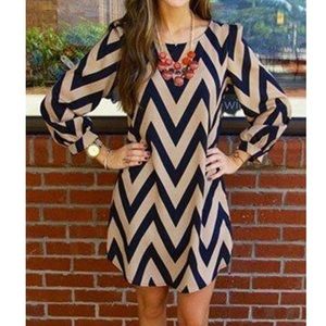 Black and tan chevron dress