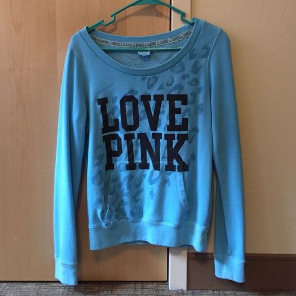 PINK Cheetah Blue Crew Neck Sweatshirt