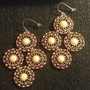 Garden Party Chandelier Earrings-Coral & Ivory