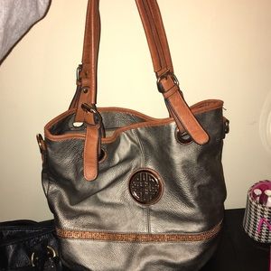Metallic gold and brown purse
