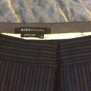 BCBG MaxAzria slack. Navy w a gray pin-stripe.