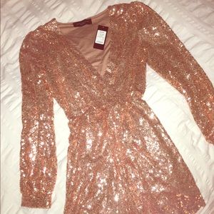 AKIRA Rose Gold sequined party dress