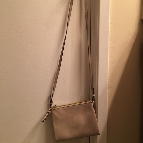 Tan Suede Crossbody bag.